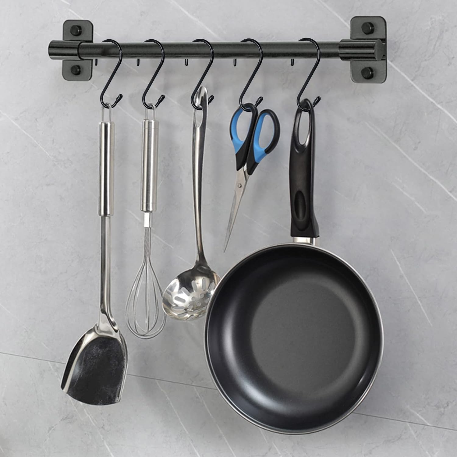 12 Pack 4-1/2 Inch S Hooks. Large Vinyl Coated Closet Hooks Non Slip Heavy Duty for Hanging. Steel Metal Black Rubber Coated for Jeans Plants Clothes Pot Pan Cups Towel - Image 4