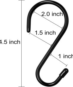 Alternative view of 12 Pack 4-1/2 Inch S Hooks. Large Vinyl Coated Closet Hooks Non Slip Heavy Duty for Hanging. Steel Metal Black Rubber Coated for Jeans Plants Clothes Pot Pan Cups Towel