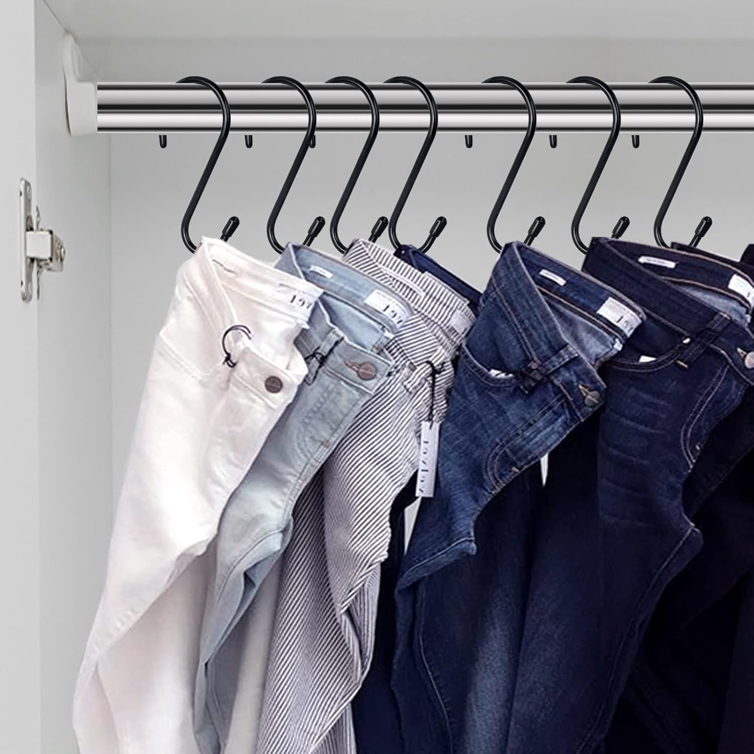 12 Pack 4-1/2 Inch S Hooks. Large Vinyl Coated Closet Hooks Non Slip Heavy Duty for Hanging. Steel Metal Black Rubber Coated for Jeans Plants Clothes Pot Pan Cups Towel - Image 3