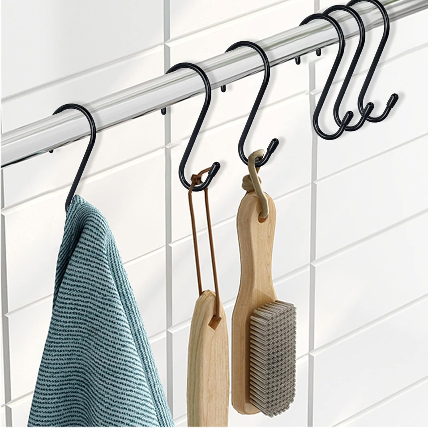 12 Pack 4-1/2 Inch S Hooks. Large Vinyl Coated Closet Hooks Non Slip Heavy Duty for Hanging. Steel Metal Black Rubber Coated for Jeans Plants Clothes Pot Pan Cups Towel - Image 7